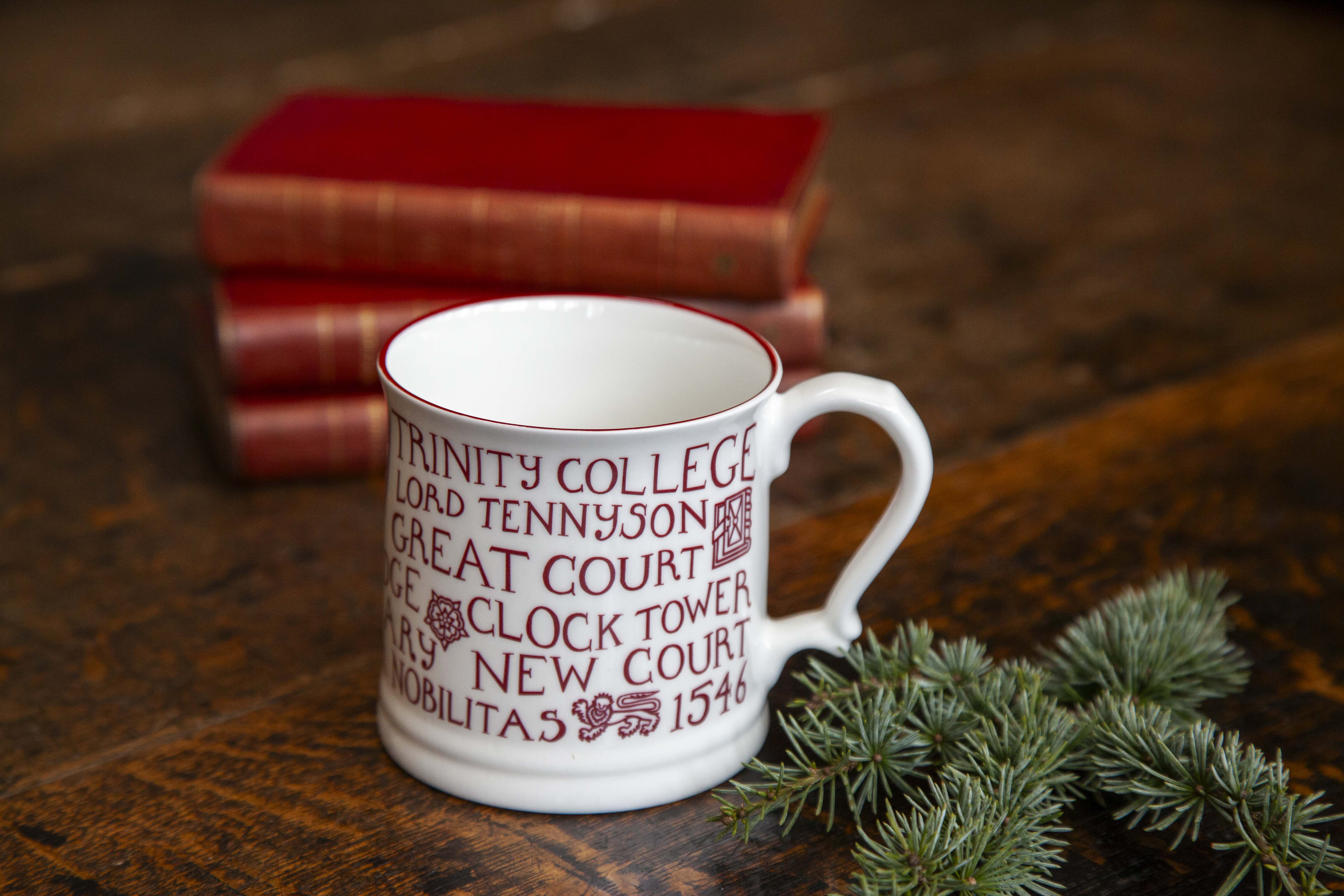 Trinity Mug, White/Large/Red Print (2 for £40) – Trinity Gift Shop