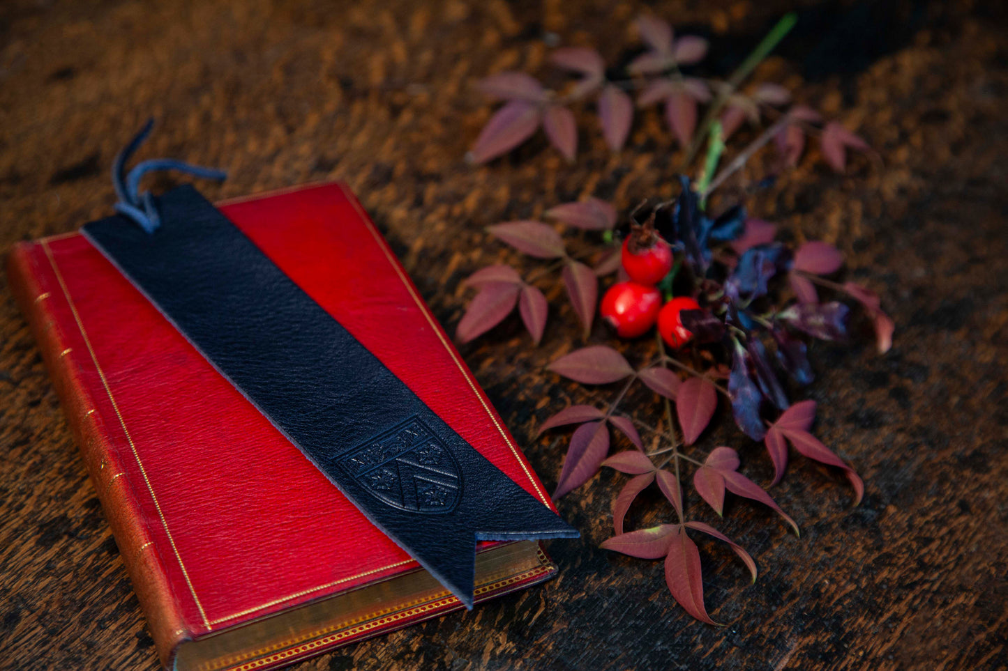 College Bookmark, Navy Leather