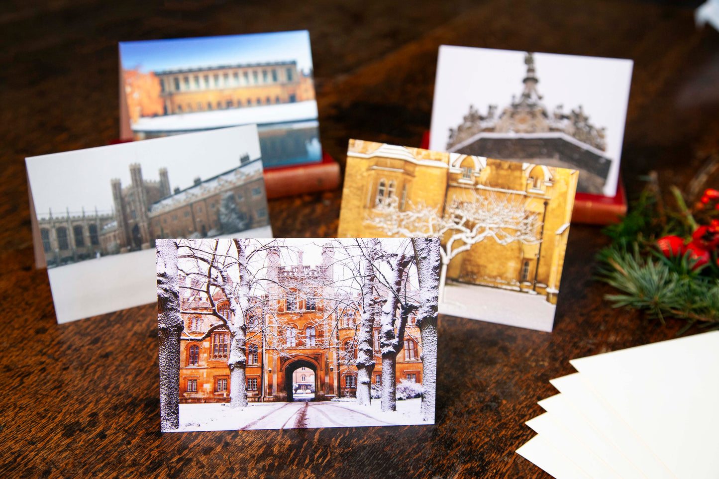 Greeting Cards, 'College in Winter', pack of 5