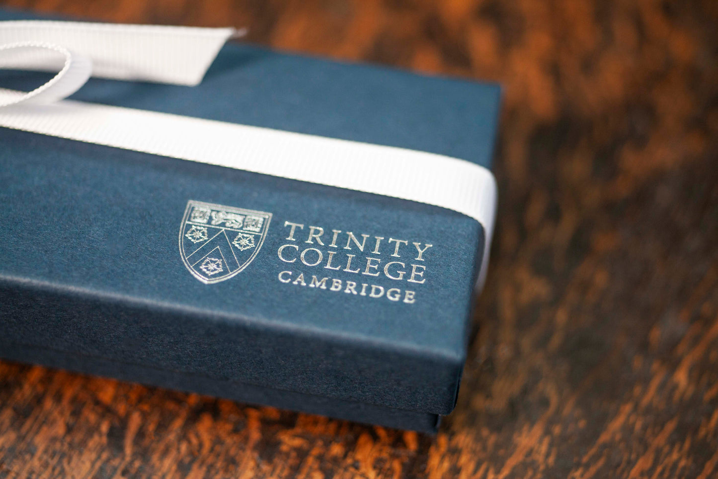 College Bookmark, Navy Leather with Silver Print