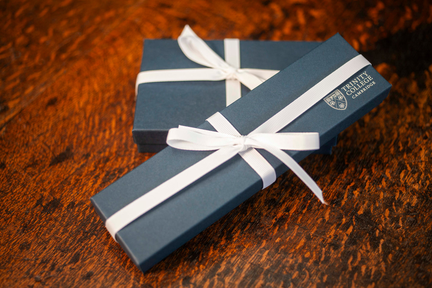 College Bookmark, Navy Leather with Silver Print