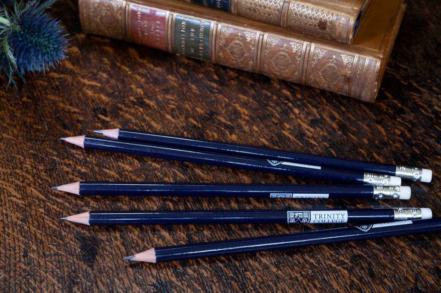 Five (5) Pencils in College Tin